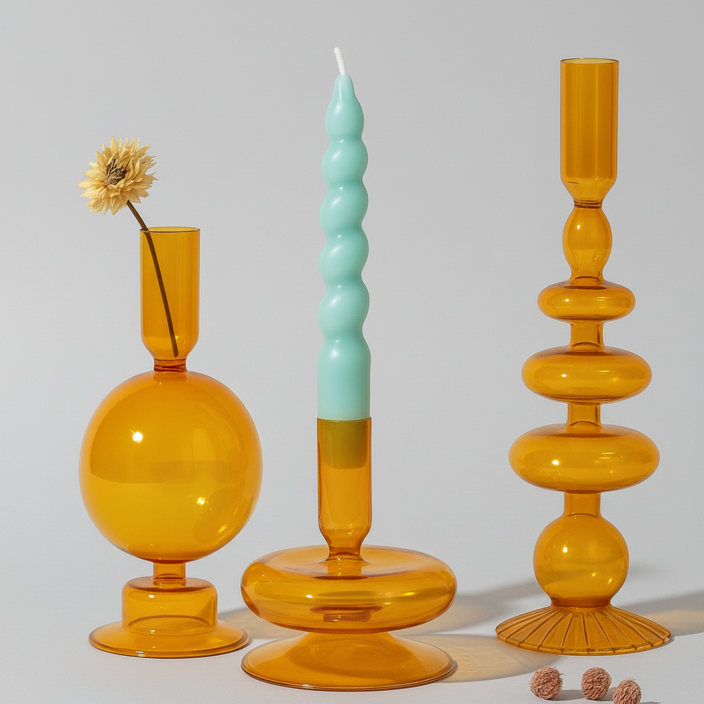 Amberlight Glass Candleholders