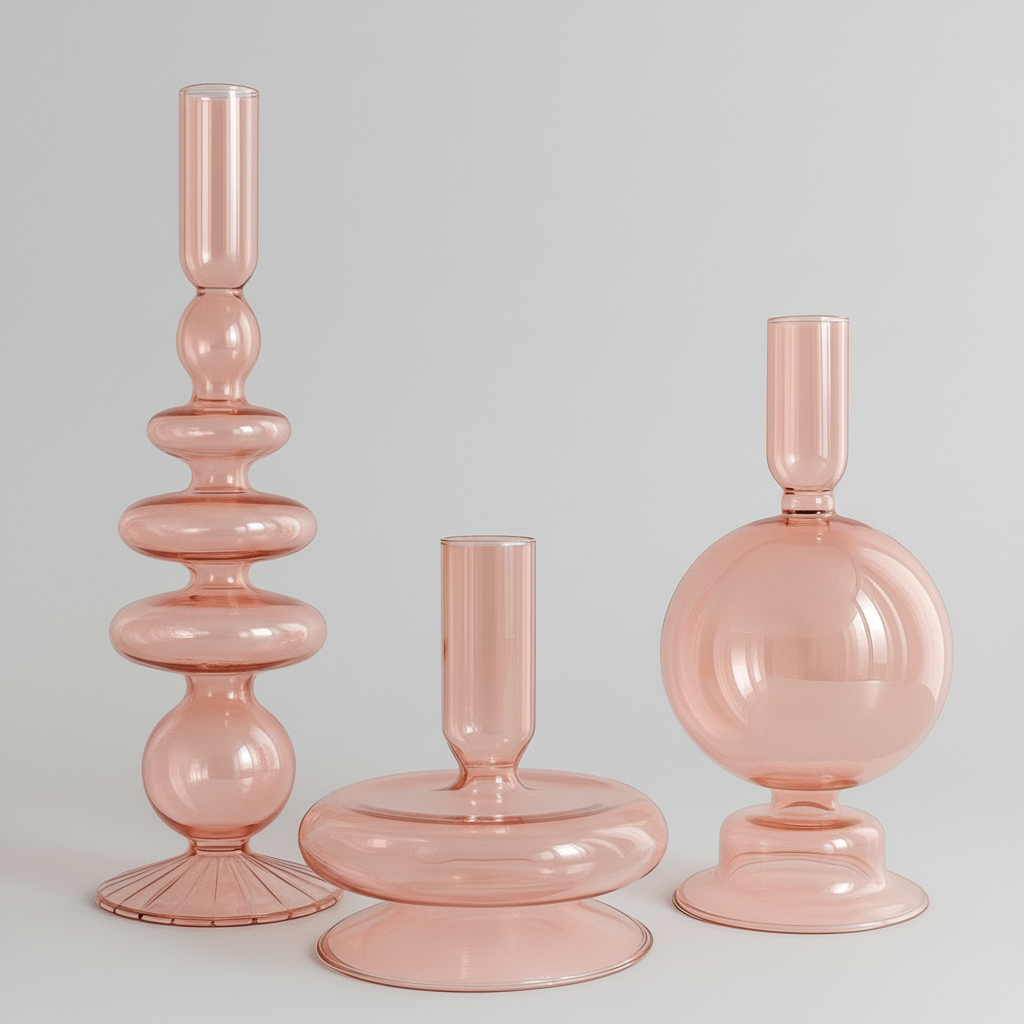 Blush Glass Candleholders