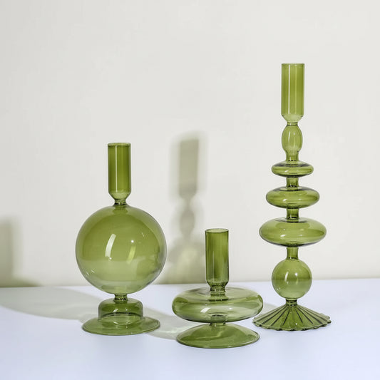Emerald Glass Candleholders