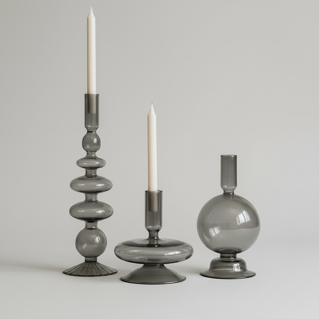 Smoky Glass candleholders