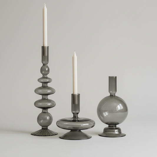 Smoky Glass candleholders