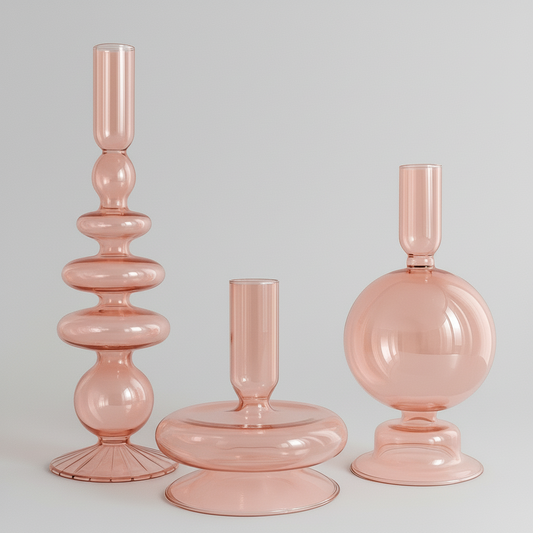 Blush  Glass Candleholders