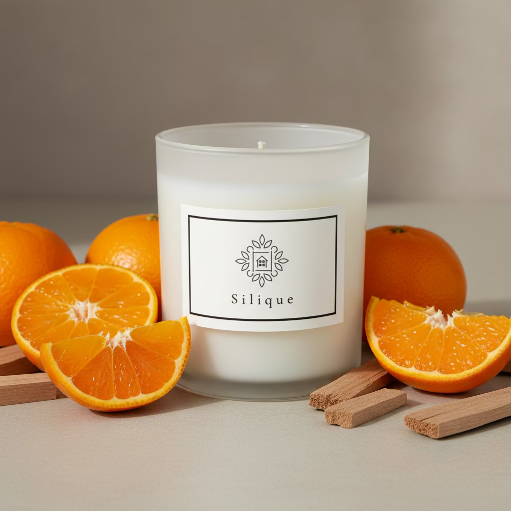 Mandarin & Sandalwood Scented candle -Classics White